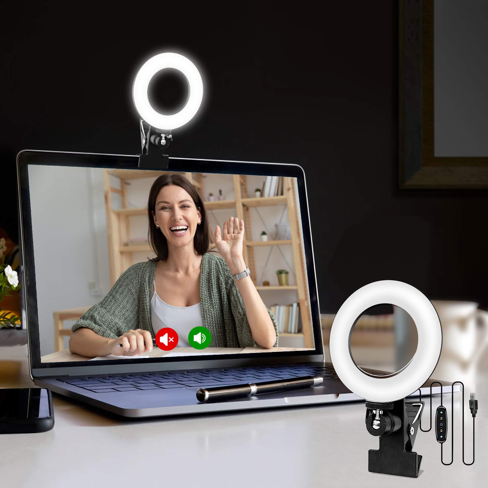 Cyezcor Video Conference Lighting Kit, Ring Light for Monitor Clip On | for Remo