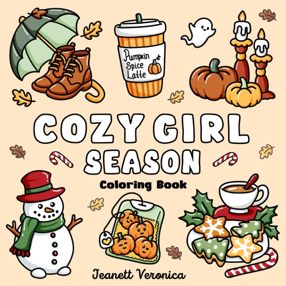 Cozy Girl Season: Bold and Easy Coloring Book for Adults & Teens, Featuring Fall