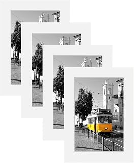 Picrit 4x6 Picture Frame Set of 4, Made of High Definition Real Glass, Photo Frames for Wall Mounting or Table Top Display, White