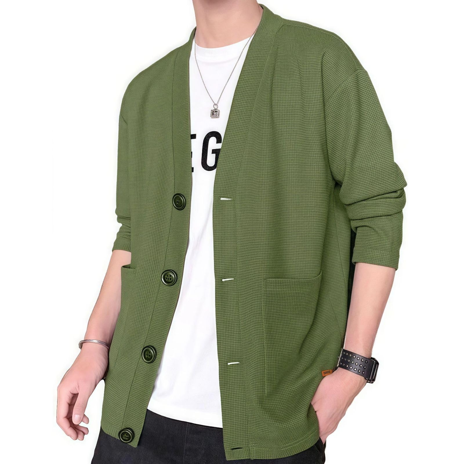 FJLTDCP Men's Cardigan, Autumn Clothing, Men's Outerwear, Japanese Style V-Neck 