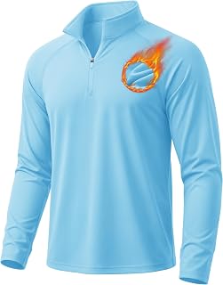 MAGCOMSEN Pullover da uomo a maniche lunghe con zip a un quarto di lunghezza, foderato in pile, pullover da golf, pullover termico per allenamento palestra