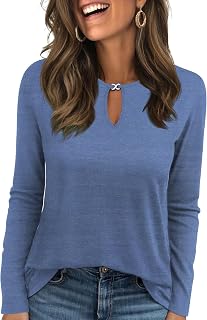 Long Sleeve Shirts for Women Crew Neck Casual Fall Tops Cute T Shirts