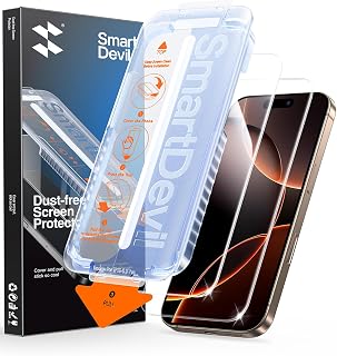 SmartDevil Confezione da 3 pellicole proteggi schermo per iPhone 16 Pro Max (6,9 pollici), in vetro temperato, HD trasparente, facile installazione, senza polvere e senza bolle