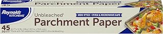 Reynolds Kitchens Unbleached Parchment Paper Roll, 45sq ft | Chlorine-Free, Nonstick Baking Parchment Paper, Microwave and Oven Safe To 425F, Fits Standard Baking Sheets, 12 in x 45 ft