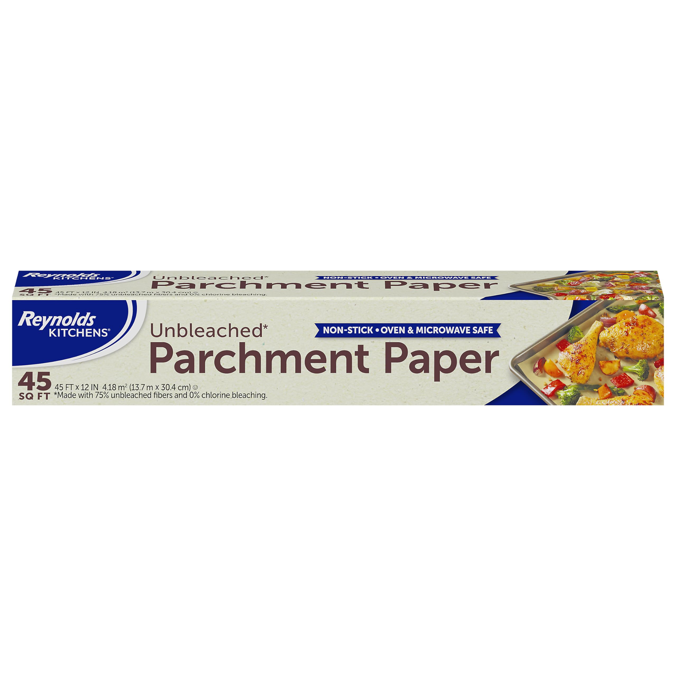 Reynolds Kitchens Unbleached Parchment Paper Roll, 45sq ft | Chlorine-Free, Nons