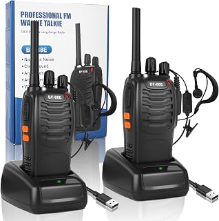 SINZUX 2Pcs Professional Walkie Talkies Rechargeable for Adults | Long Range Two Way Radio, 16CH, Supports Hand Free VOX Function, with LED Light and Earpieces, Outdoor, Work and Family Use