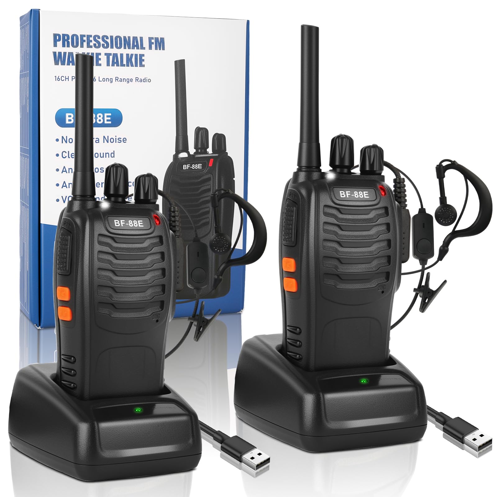 SINZUX 2Pcs Professional Walkie Talkies Rechargeable for Adults | Long Range Two