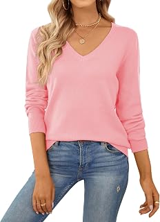 QUALFORT Women's Sweater 100% Cotton Soft Knit Pullover Jumper