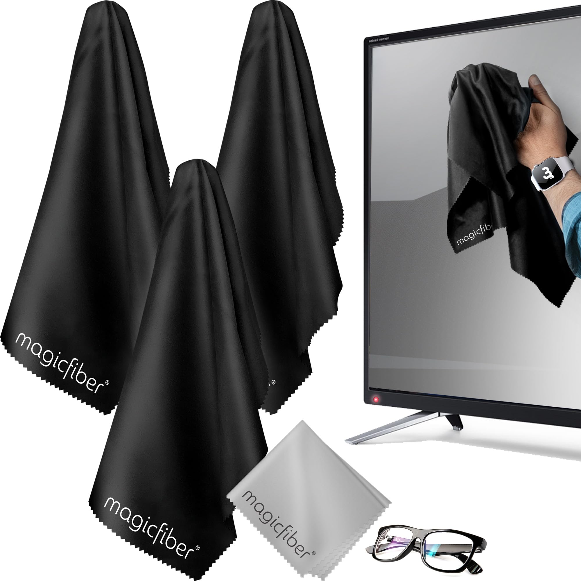 MagicFiber Extra Large Microfiber Cleaning Cloth for TV Screens & Monitors | Gre