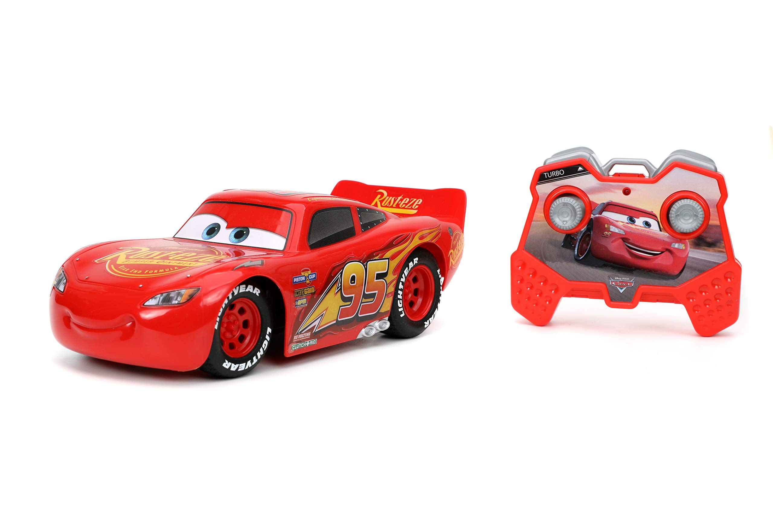 Jada Toys Pixar Cars 1:24 Lightning McQueen RC Remote Control Car 2.4 GHz Red To