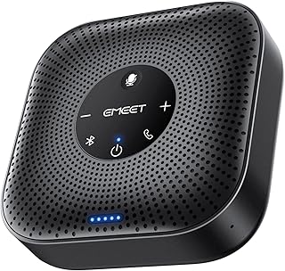 EMEET M0 Plus Conference Speaker and Microphone, 4 Mics 360° Voice Pickup | Noise Reduction, USB C&C-to-A Adapter, Bluetooth Speakerphone for 8 People w/Daisy Chain for 16, Works with Leading Software