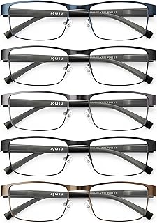 JOLISU 5 Pieces Men Reading Glasses - Blue Light Filtering Computer Glasses with Thin Metal Frame for Men/Women