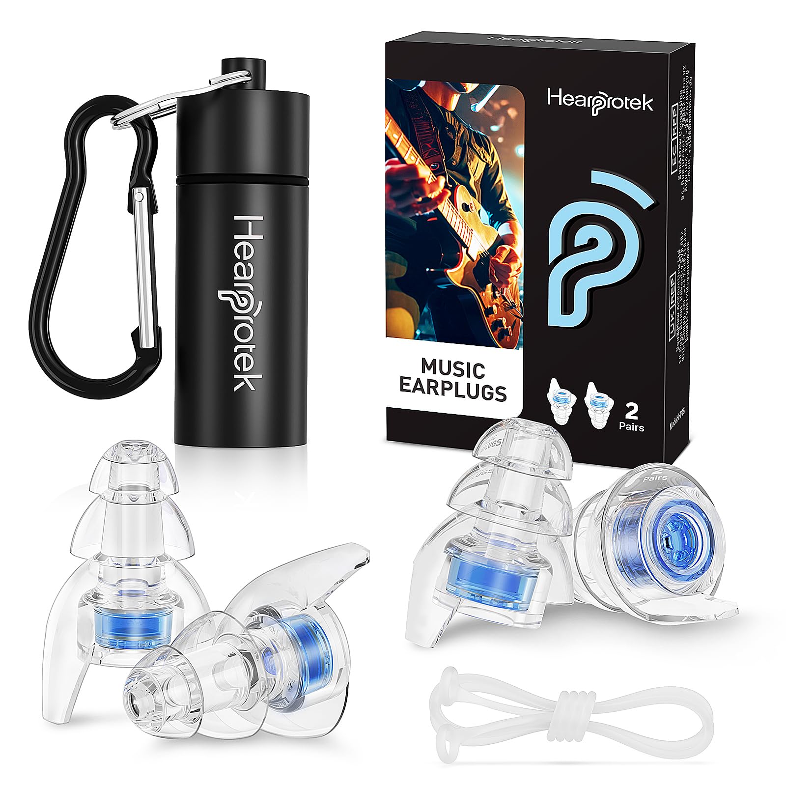 Hearprotek Concert Ear Plugs, 2Pairs Reusable high Fidelity Musician Ear Plugs f