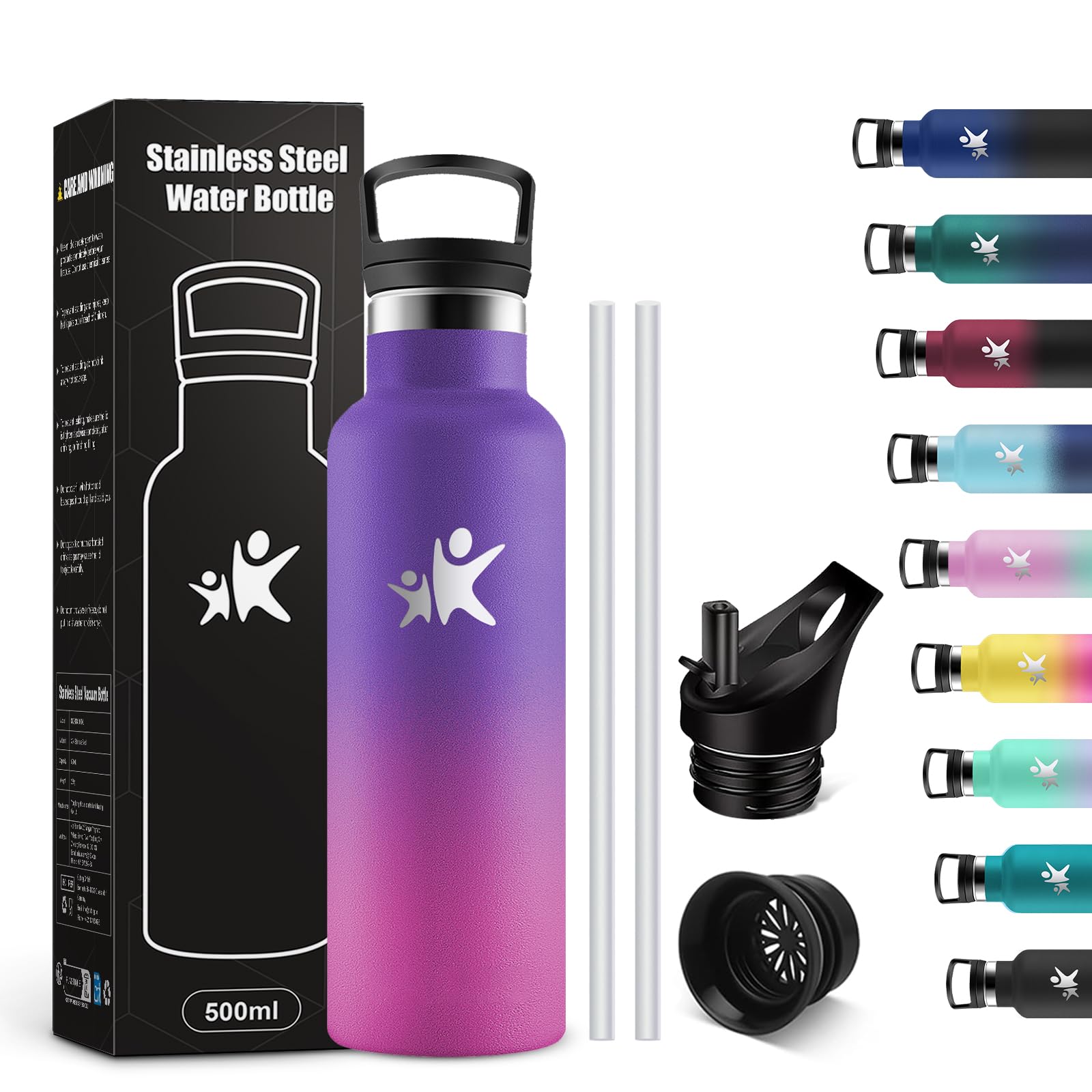 KollyKolla Insulated Water Bottle, 500 ml, Stainless Steel Water Bottle, Leakpro