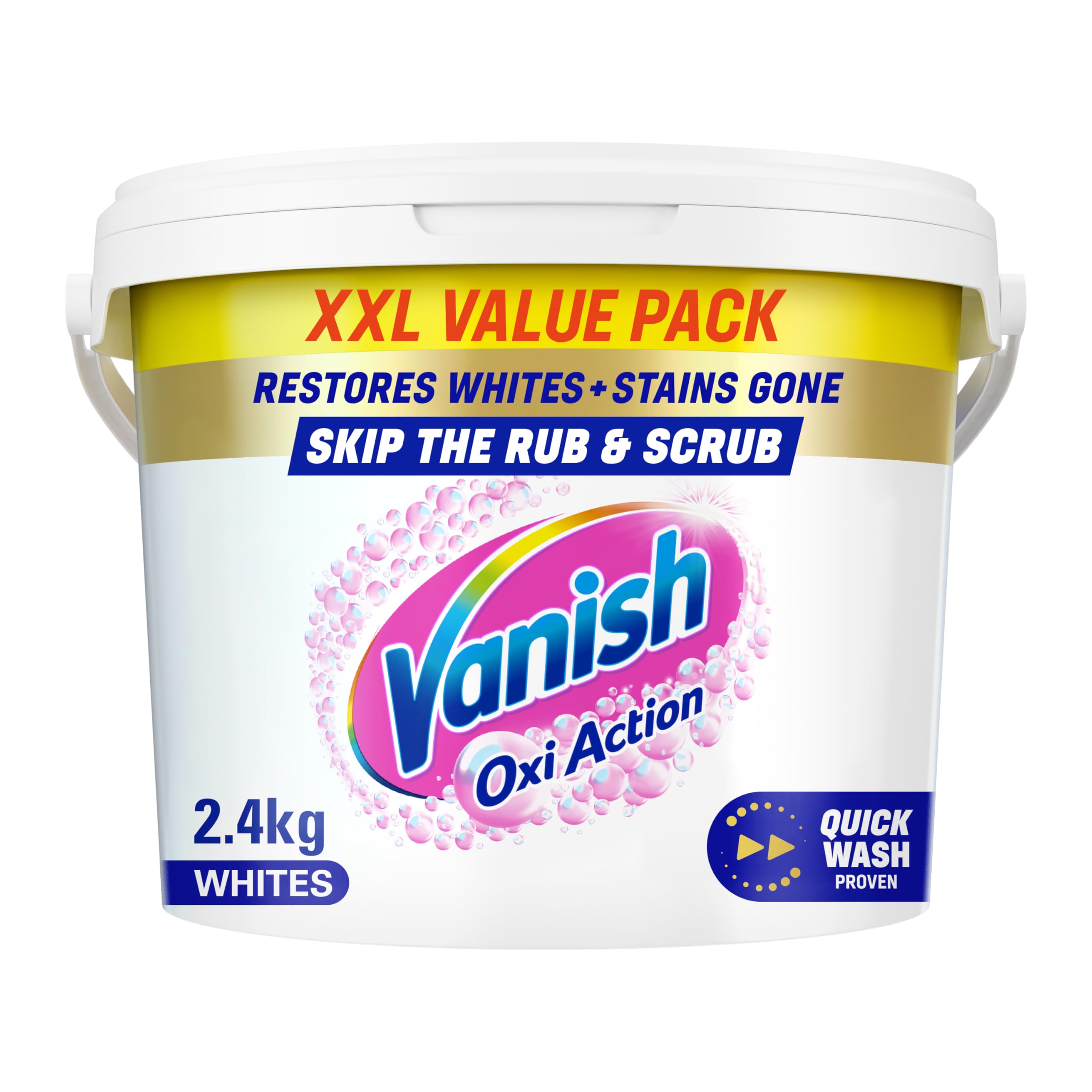 Vanish Gold Crystal White Stain Remover Powder, 2.4kg | Brightens & restores whi