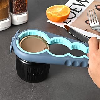 Non Slip Rubber Jar Opener - Easy Grip Lid Remover for Bottles, Cans and Jars - Great for Seniors and Small Hands - Blue/Grey