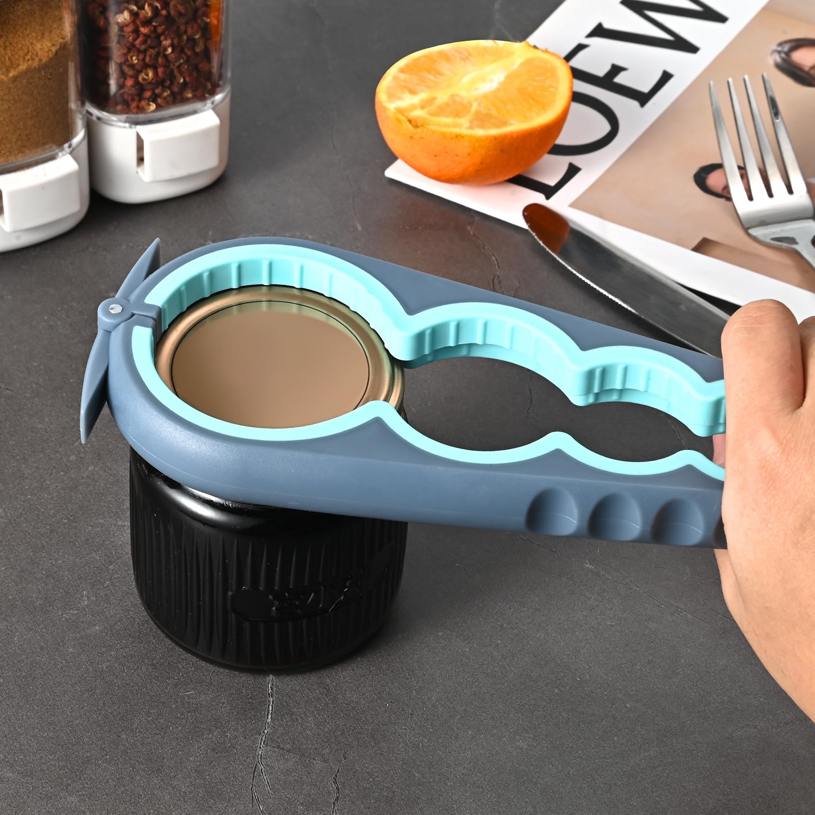 Non Slip Rubber Jar Opener - Easy Grip Lid Remover for Bottles, Cans and Jars - 