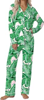 Ekouaer Women's Pajamas Long Sleeve Sleepwear Soft Pajamas Top and Bottom US XS-XXL