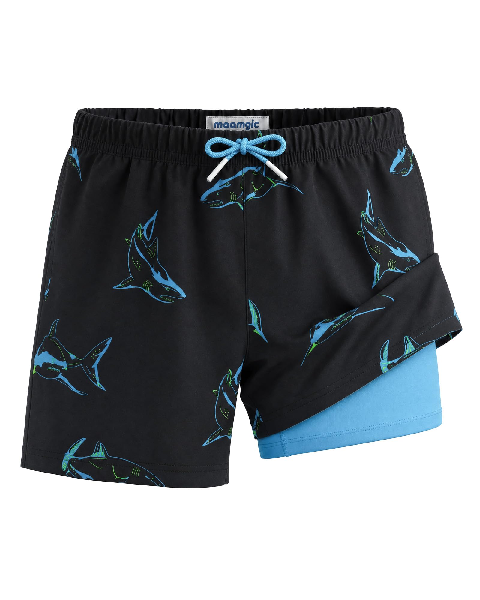 maamgic Boys' Swimsuit with 2 in 1 Compression Lining and Adjustable Waist Short