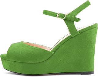 Castamere Women's Block Chunky High Wedge Platform Heel Open Toe Strappy Ankle Sandals Slingback Buckle Classic 10CM Heels