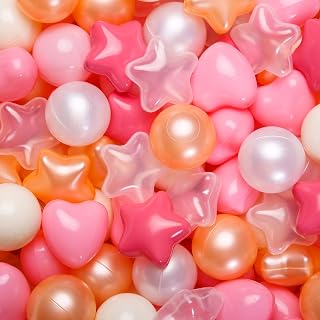 GOGOSO Ball Pit Balls for Ball Pit Plastics Shapeballs Baby Toddlers BPA Free Phthalate Free Crush Proof Playballs Indoor Outdoor Star Heart Shape,100pcs