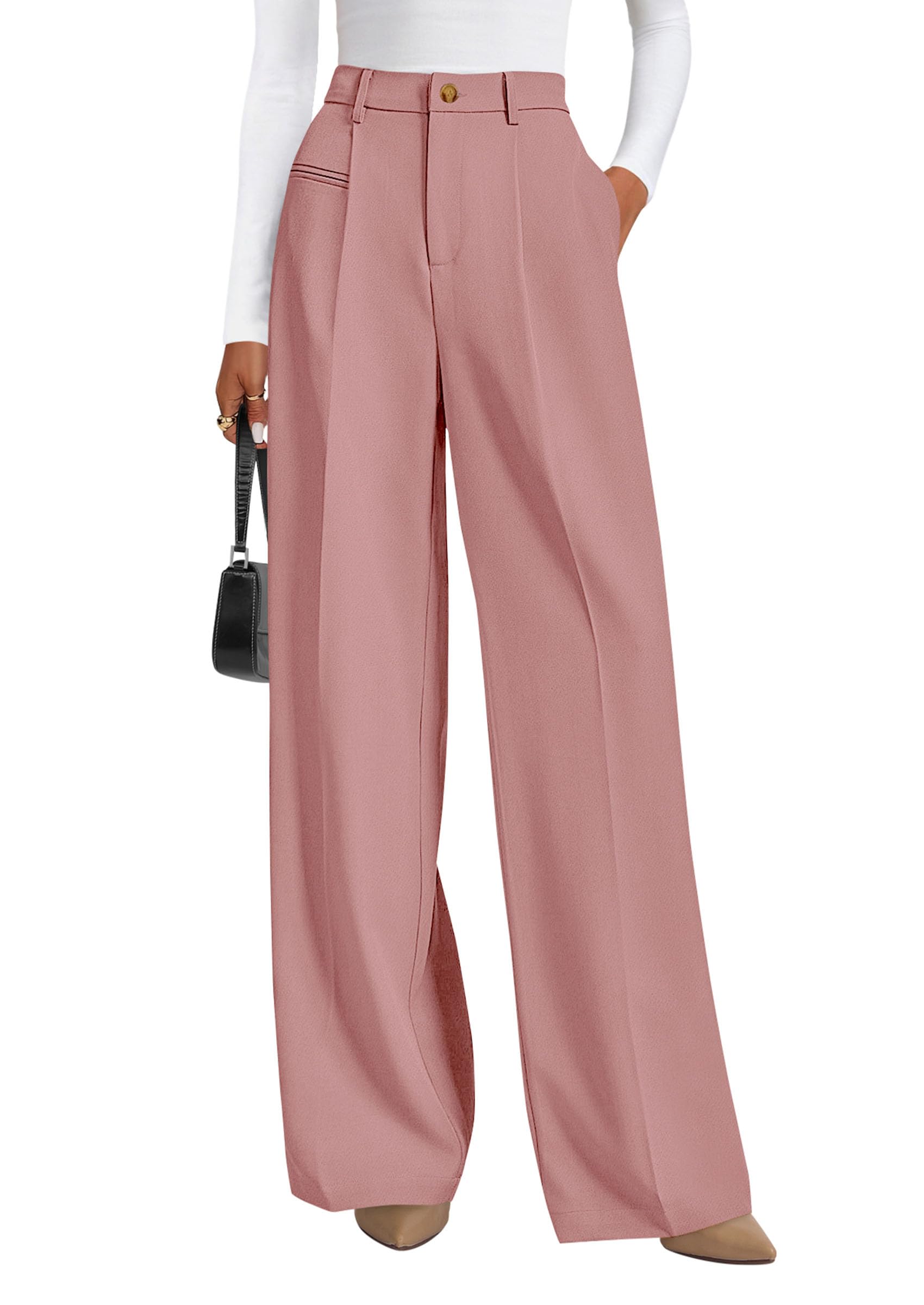 PRETTYGARDEN 2025 Women's Wide Leg Trousers Business Casual Flowy Palazzo Trouse