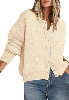 PRETTYGARDEN Long Sleeve Crewneck Button Down Womens Sweaters Fall Open Front Chunky Cardigan Sweaters for Women 2025