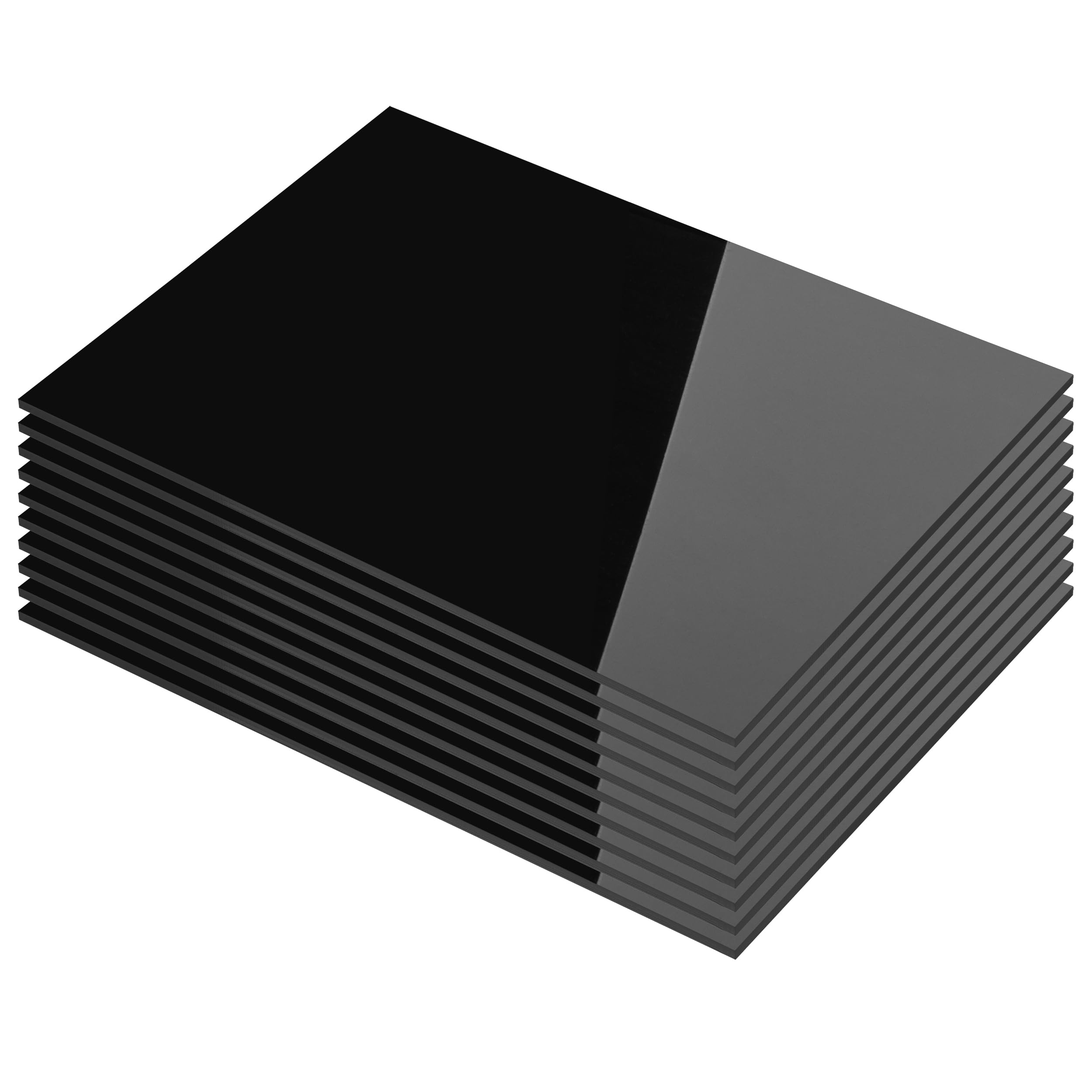 KAITELA Pack of 10 Black Cast Acrylic Sheet 12" x 16" x 1/8" Thick (3mm) | Opaqu