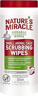 Nature's Miracle Small Animal Cage Scrubbing Wipes, 30 Count | Bio-Enzymatic Formula Helps Break Down Tough Stains & Odors, Cleans & Deodorizes Cages & Accessories, Safe For Pets and Home*