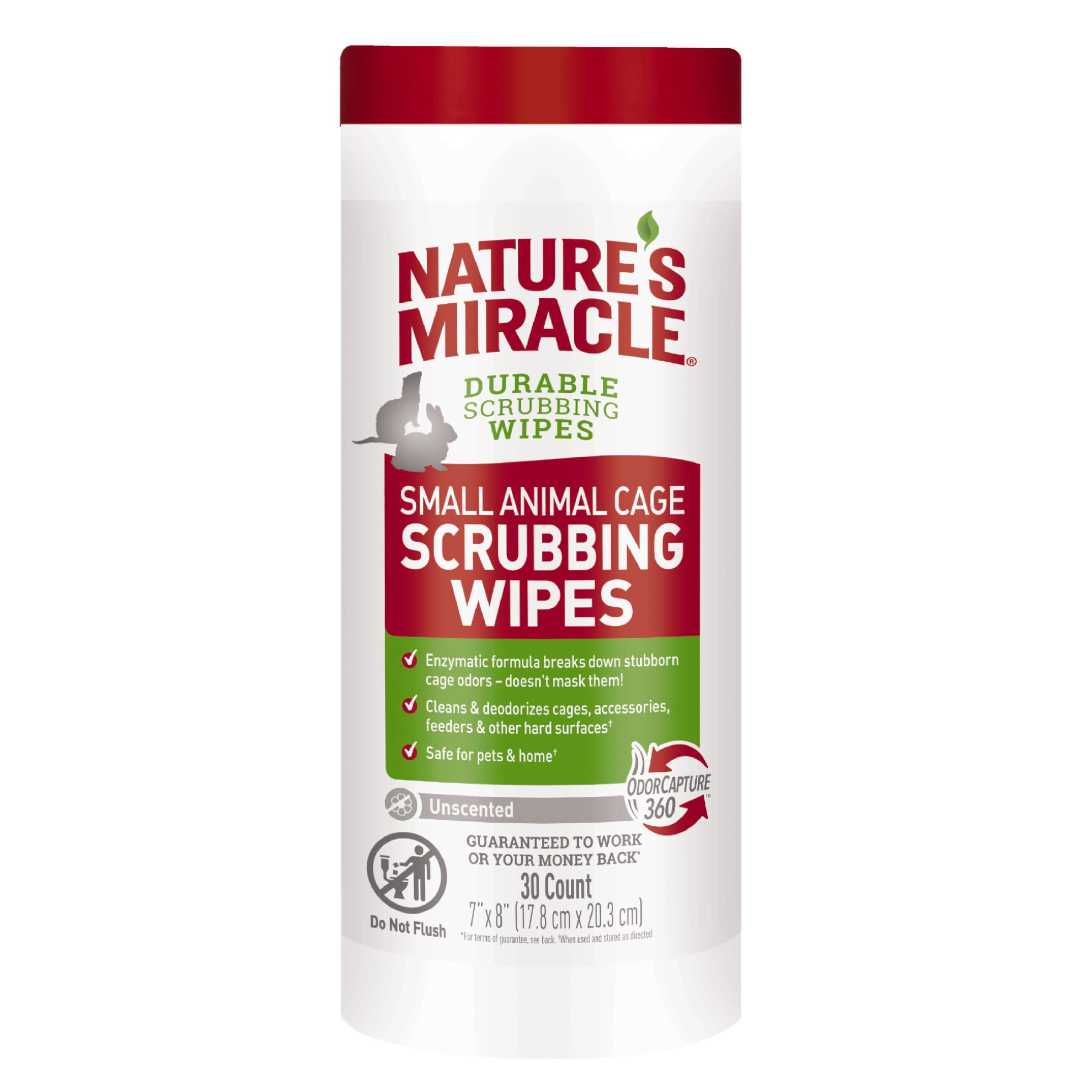 Nature's Miracle Small Animal Cage Scrubbing Wipes, 30 Count | Bio-Enzymatic For