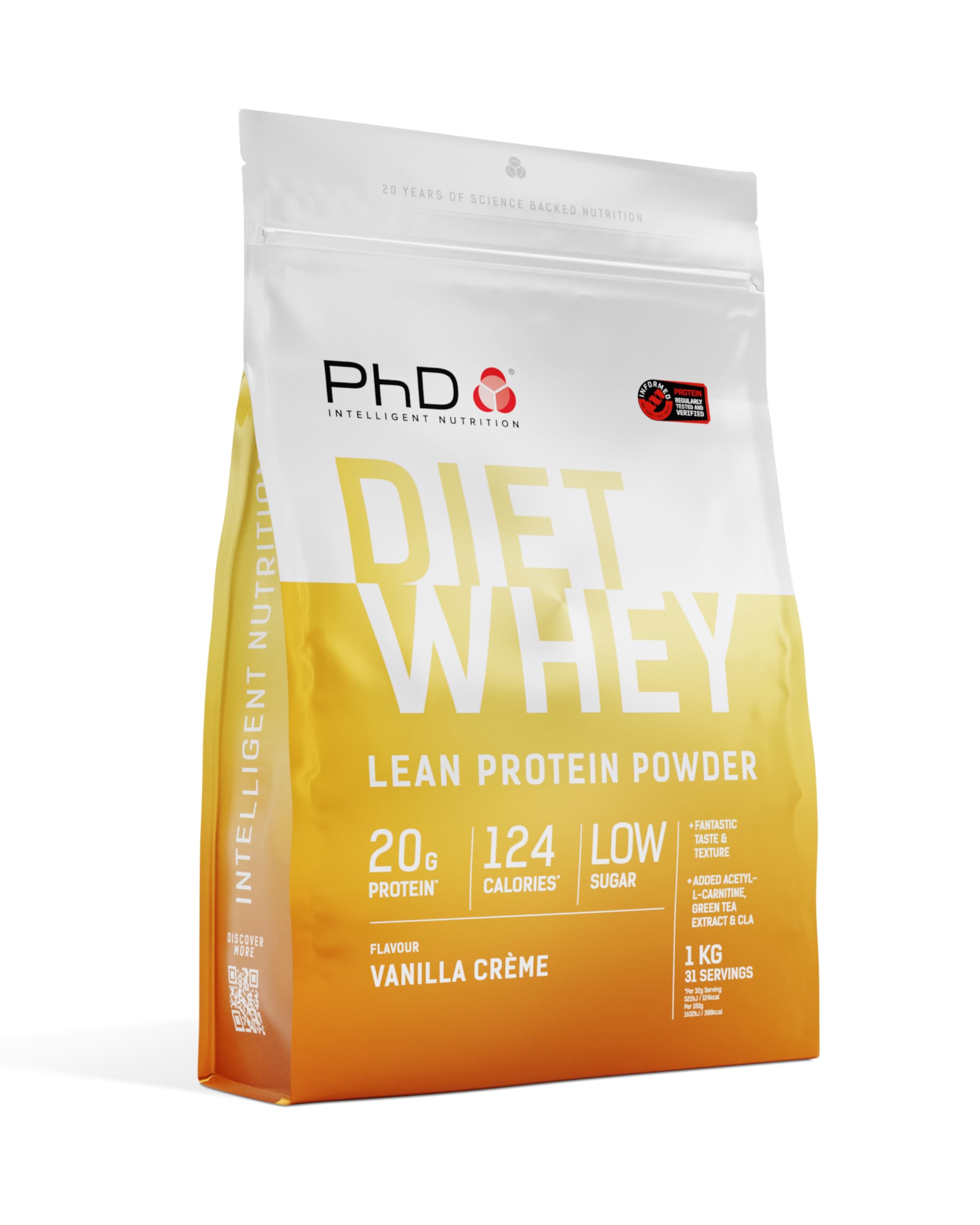 PhD Nutrition Diet Whey Lean Protein Powder | Vanilla Crème Whey Protein Powder 