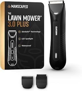 MANSCAPED® The Lawn Mower® 3.0 Plus Groin & Body Hair Trimmer | Updated SkinSafe® Trimmer Blade, Waterproof Wet/Dry Groomer, USB-C Rechargeable, Men’s Wireless Ball Shaver, Tuxedo Black