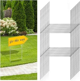 Ai-OUMLEEF Yard Sign Stakes,10pcs H Frame Wire Stakes,Lawn Sign Stake,Heavy Duty Metal H-Frame Wire Stakes for Billboard Metal Sign Holders(18x41cm)