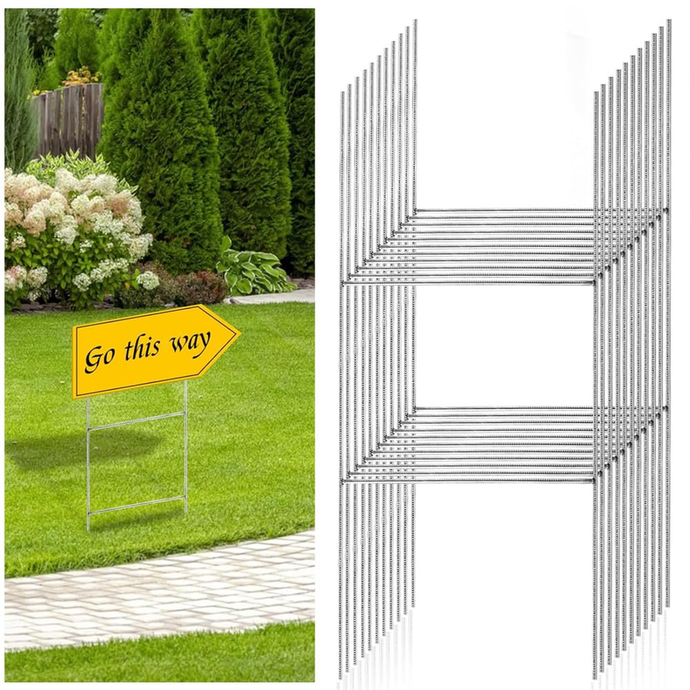 Ai-OUMLEEF Yard Sign Stakes,10pcs H Frame Wire Stakes,Lawn Sign Stake,Heavy Duty