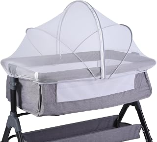 KALYVON Portable Bassinet Cover for Cats &amp; 2-Way Zipper（White） | Bassinet Mosquito Net Cover, Breathable Bassinet Net Cover, Mosquito Net for Baby Crib to Keep Cats/Bugs Out