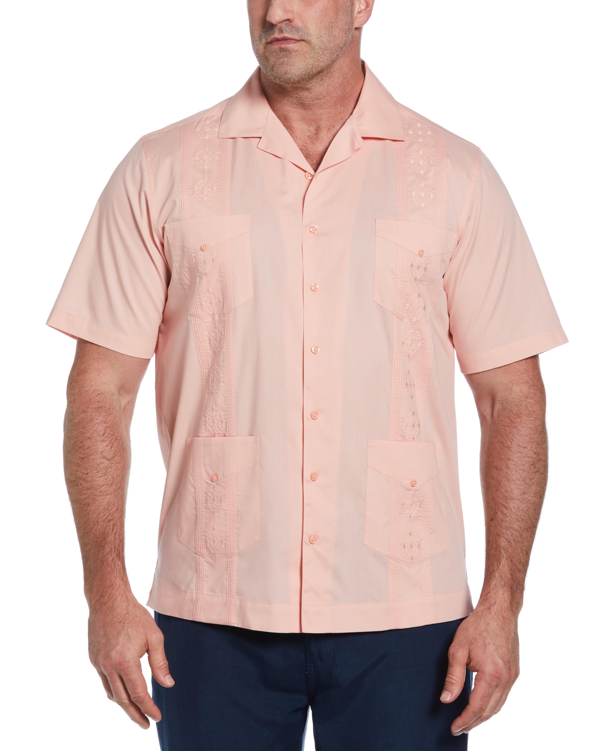 Cubavera Men's Authentic Cuban Style Four-Pocket Embroidered Short-Sleeve Guayab