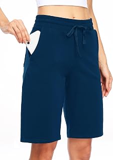 WILLIT Women Cotton Shorts Yoga Pants Long Pants Knee Length Summer Workout Pants 10" with Pockets