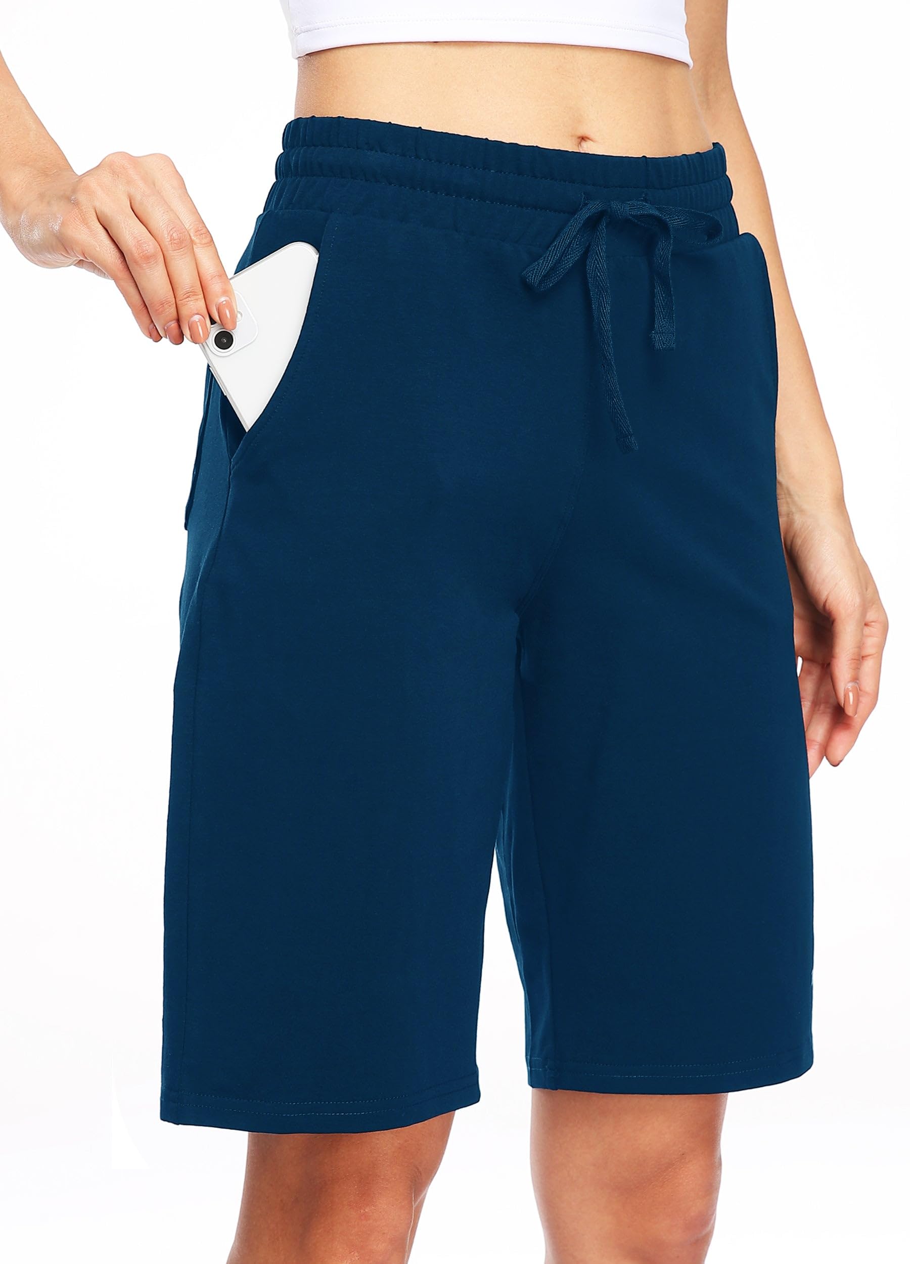 WILLIT Women Cotton Shorts Yoga Pants Long Pants Knee Length Summer Workout Pant