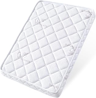 Pack and Play Mattress - 38" x 26"- Premium Knitted Fabric Safety Reinforced Play Yard Mattress - Fits for Graco & Baby Trend & Pamo Babe Playard, Firm Support and Comfort Foam，White