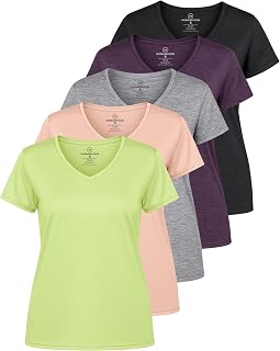 Real Essentials Women's Ladies Dry Fit V Neck T-Shirt (Pack of 12)