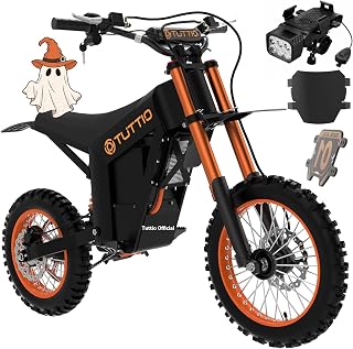Tuttio Soleil01 Electric Dirt Bike, 54.6V 40MPH E-Dirtbike for Adults Teens | Mid-Drive Motor, 200NM, 54.6V 21AH Battery, 14"/12" Off-Road Tires Electric Bike with Full Suspension for Mountain Snow Beach