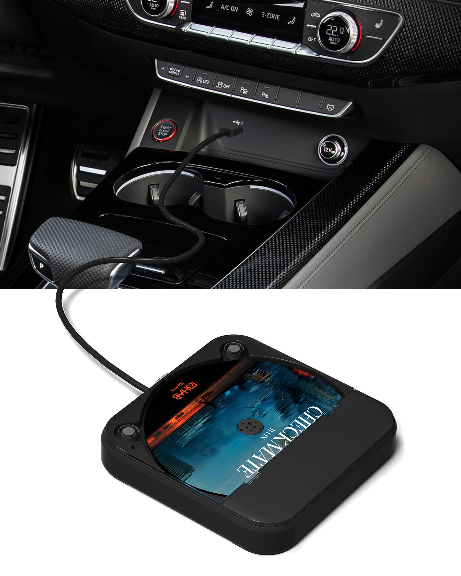ENVYCLOUD Portable Car CD Player with USB/AUX Port,External CD Player Compatible