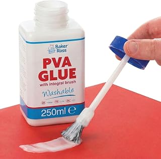 Baker Ross FN284 PVA Glue with Integral Brush - Pack of 1, Spreadable Glue for Arts and Crafts