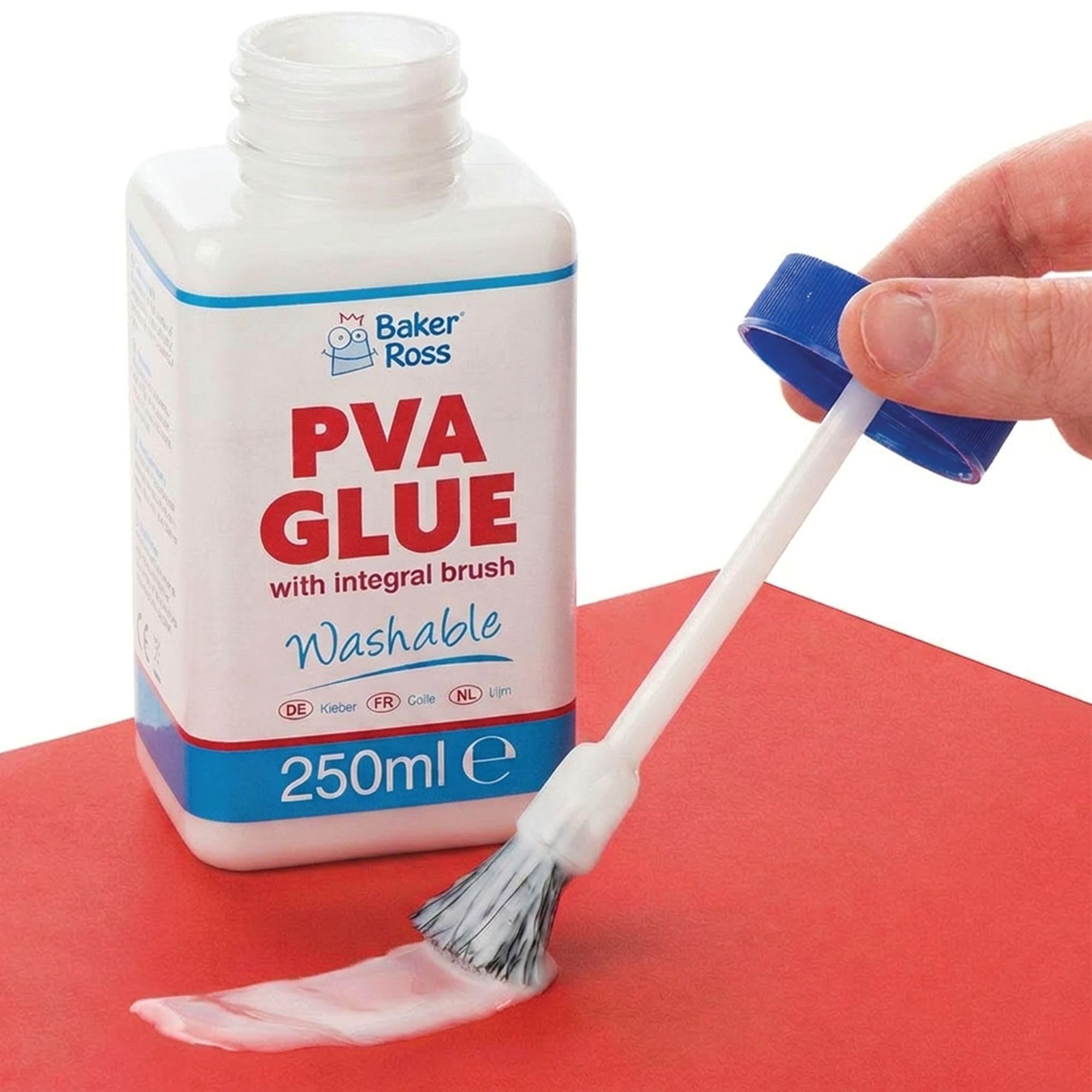 Baker Ross FN284 PVA Glue with Integral Brush - Pack of 1, Spreadable Glue for A