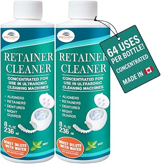 NORTHWEST ENTERPRISES Ultrasonic Retainer Cleaner Solution, Mint, 16 oz | Mint formula for Invisalign, nightguards and mouthguards, clears the cloudiness, odor and staining brushing leaves