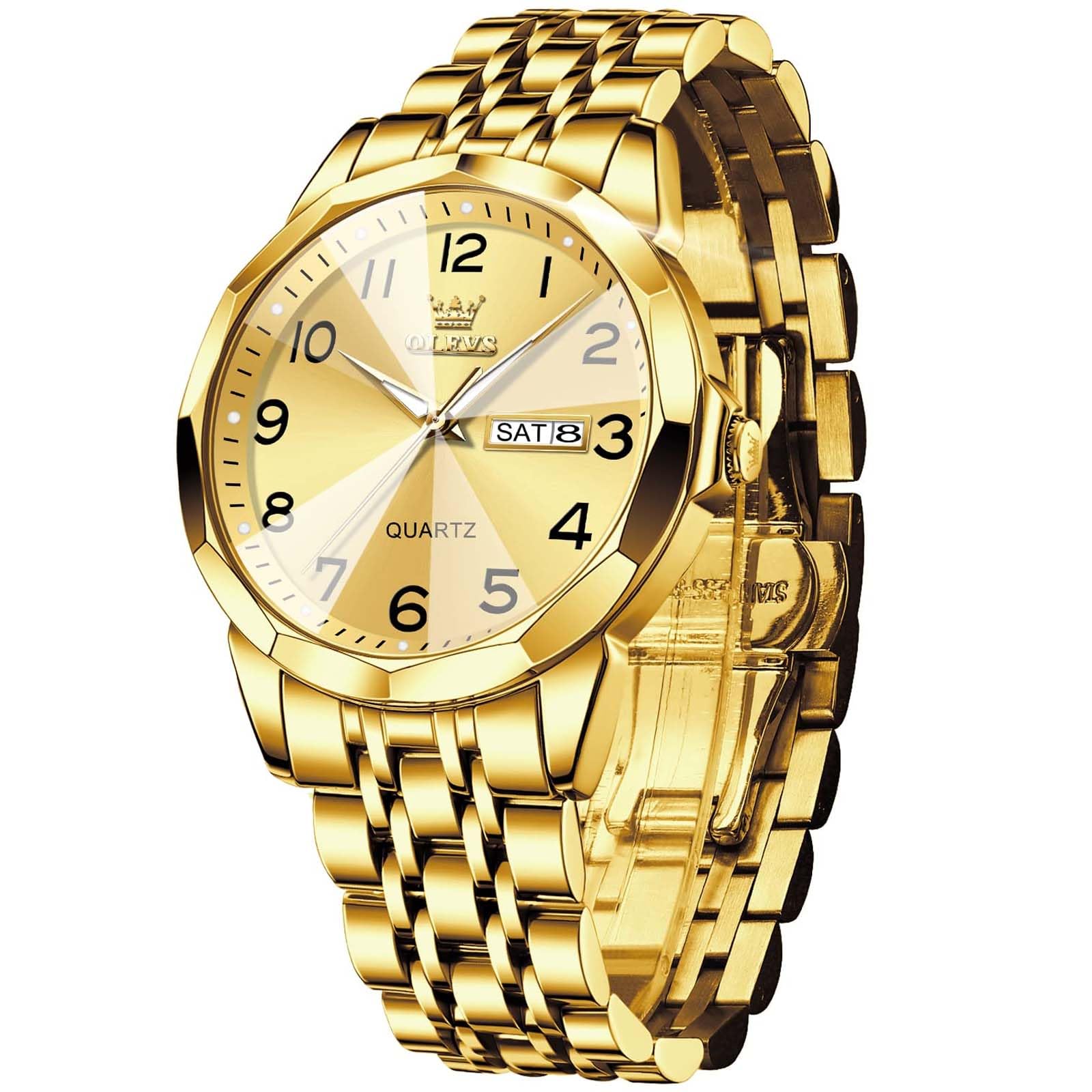 Men's Casual Stainless Steel Watch, Big Face Easy to Read Analog Quartz Watch wi