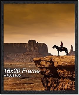 A PLUS MAX 16x20 Picture Frame Black Light Weight Wall Mount | 16 x 20 Inch Black Wood-grain Engineered Wood Material Frame for 16by20 Rectangular Photo Poster - 1 Pack/Black/16x20