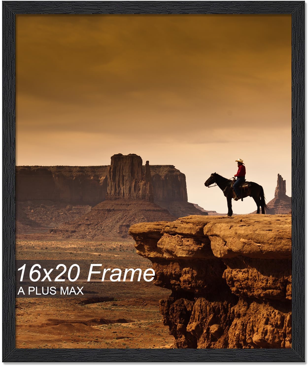 A PLUS MAX 16x20 Picture Frame Black Light Weight Wall Mount | 16 x 20 Inch Blac