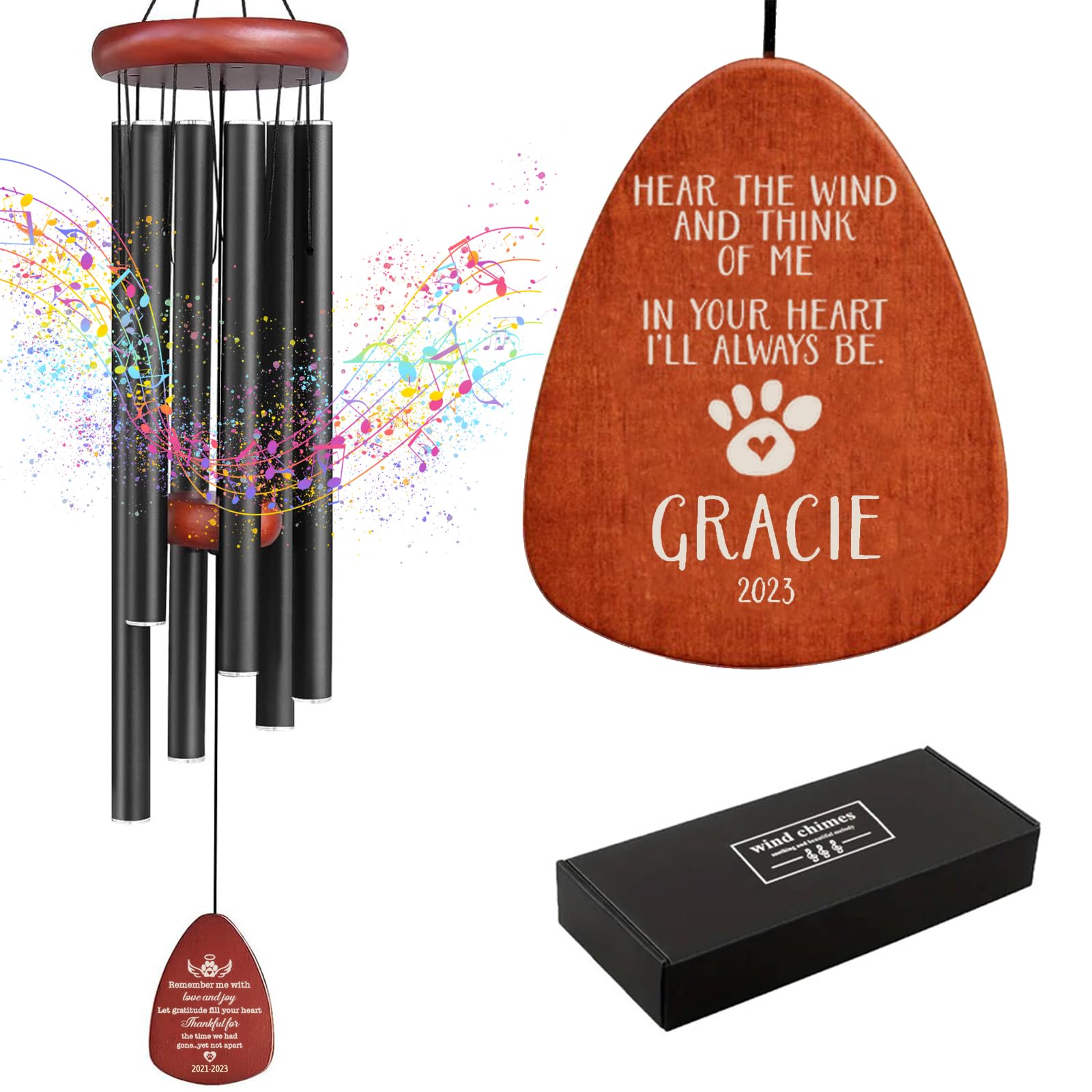Personalized Pet Memorial Wind Chimes - Dog Memorial Gifts for Loss of Dog,Dogs 