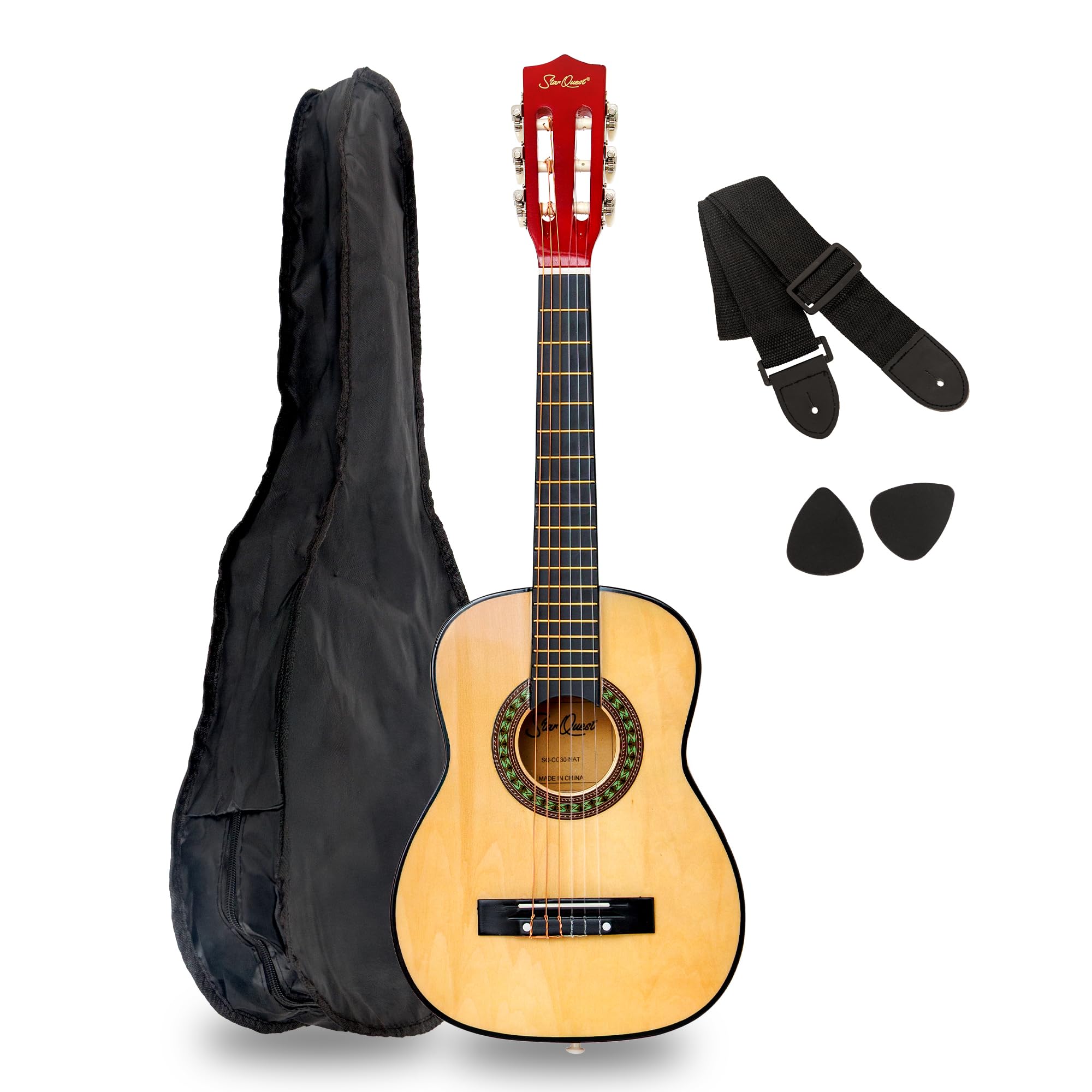 StarQuest SQ-CG30-NAT 30"Classical Acoustic Guitar for Beginners – Nylon String 